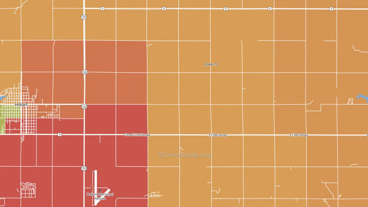 Komalty, OK Map of Robbery Rates