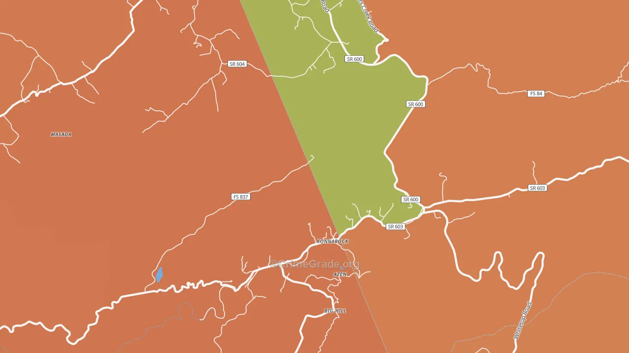 Konnarock, VA Map of Robbery Rates