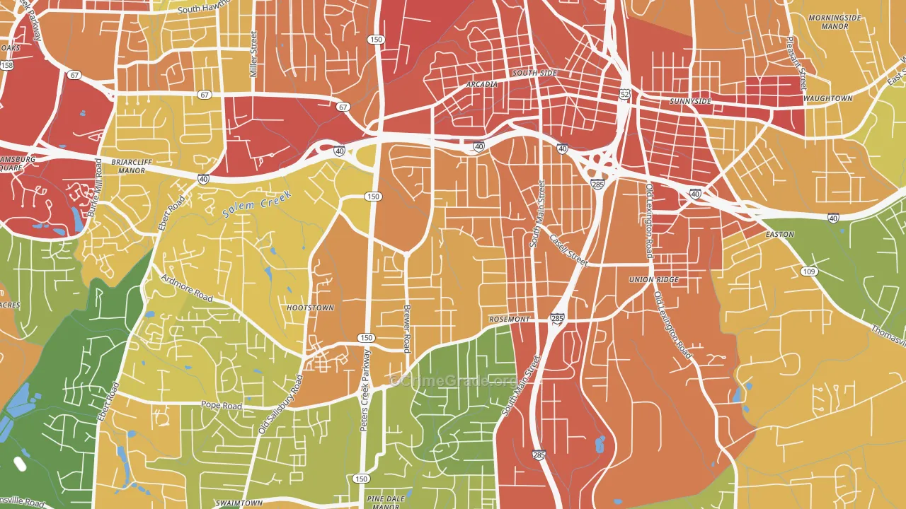 Konnoak, Winston-Salem, NC Map of Robbery Rates