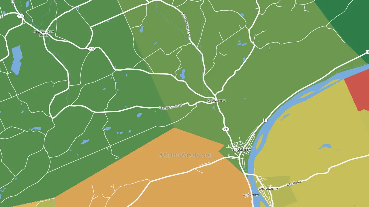 Koonsville, PA Map of Robbery Rates