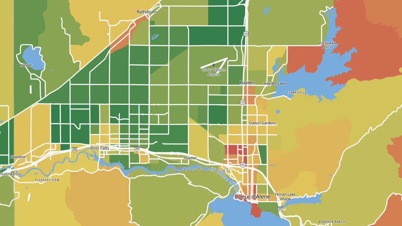 Kootenai County, ID Map of Robbery Rates