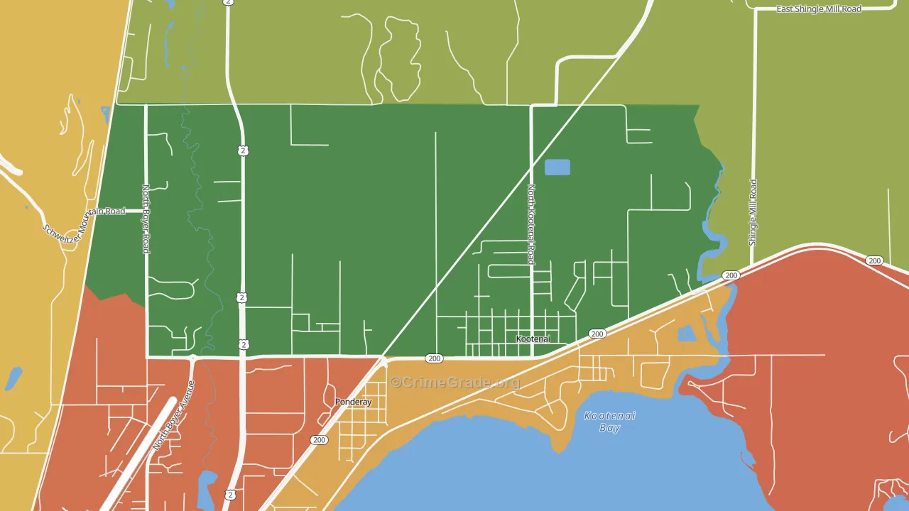 Kootenai, ID Map of Robbery Rates