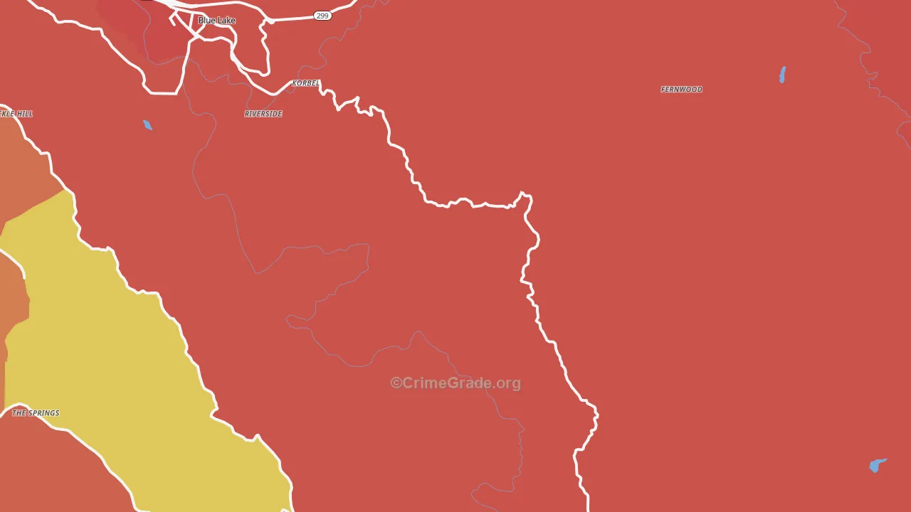 Korbel, CA Map of Robbery Rates
