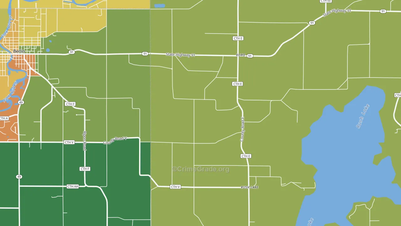 Koro, WI Map of Robbery Rates