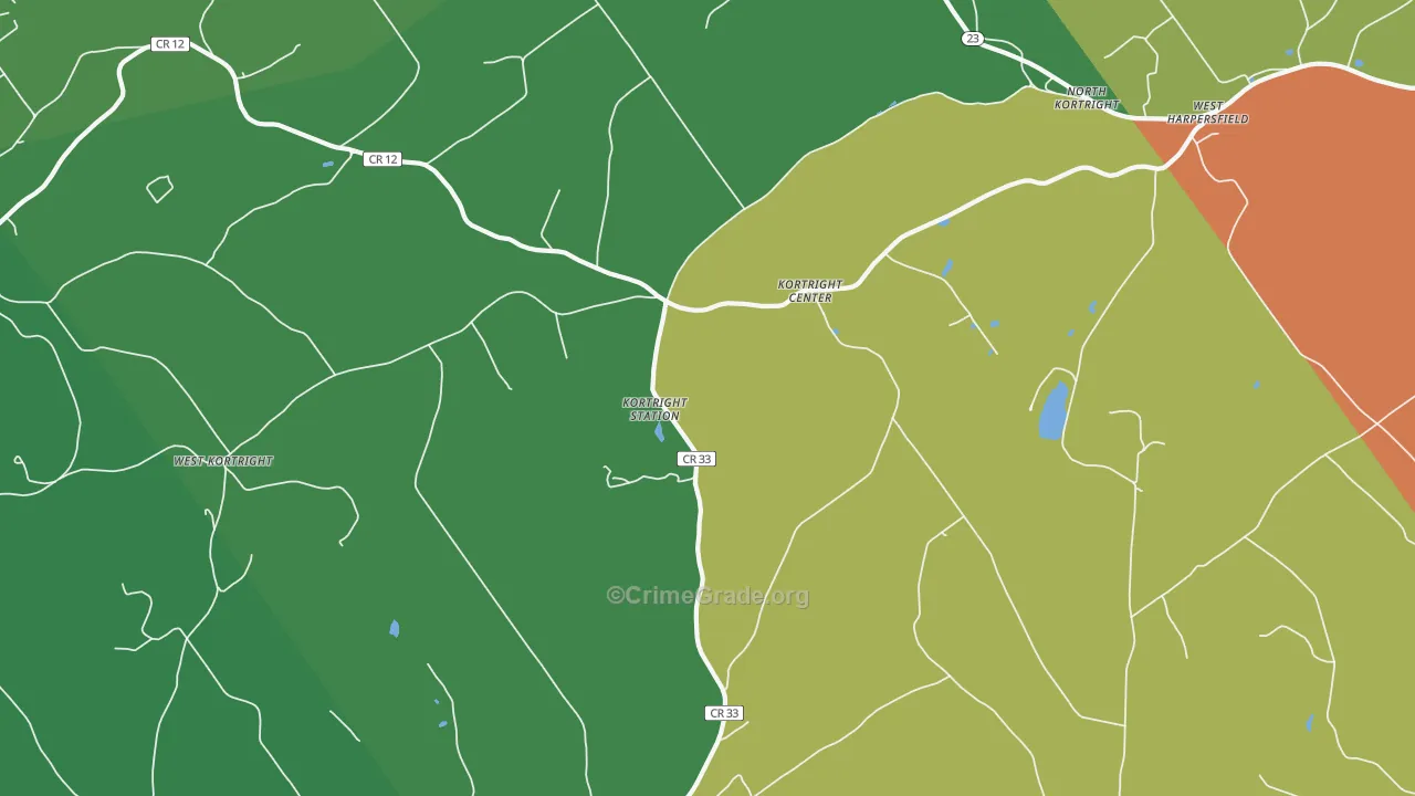 Kortright Center, NY Map of Robbery Rates
