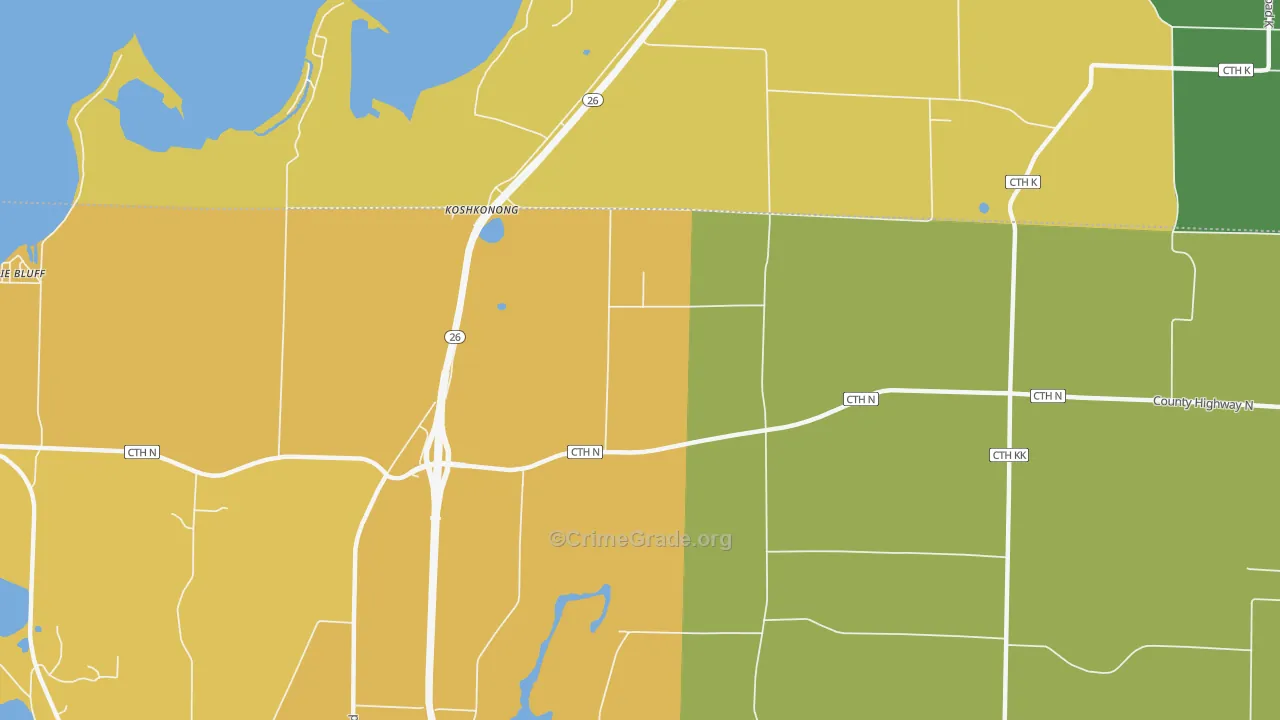 Koshkonong, WI Map of Robbery Rates