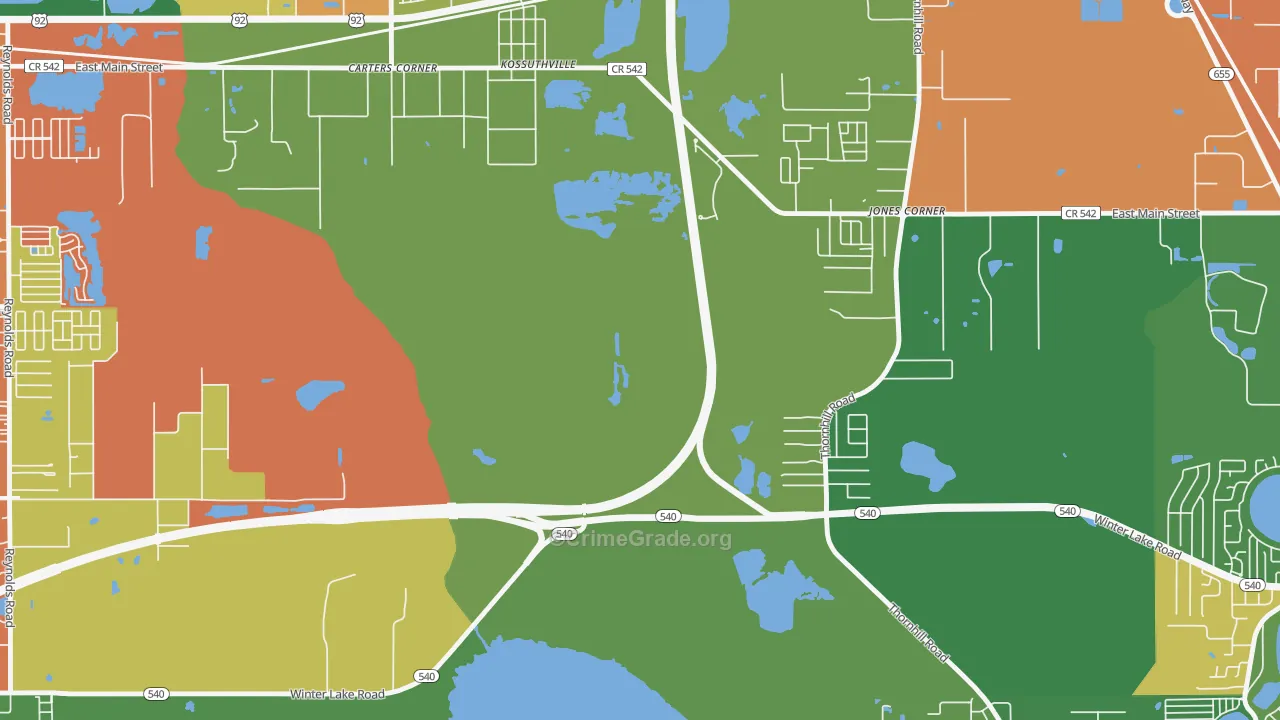 Kossuthville, FL Map of Robbery Rates
