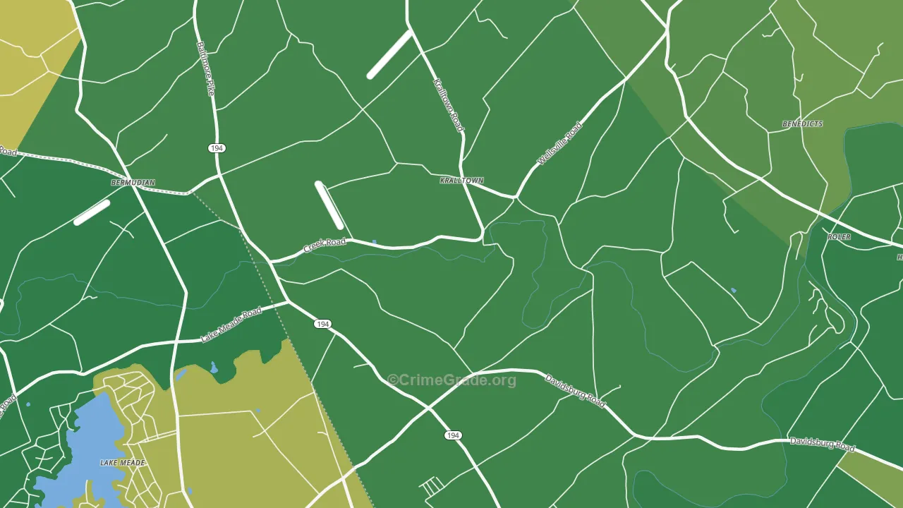 Kralltown, PA Map of Robbery Rates