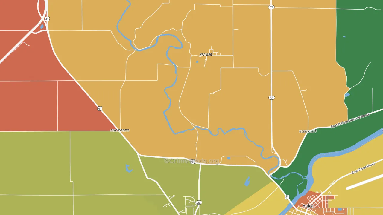 Kramer, IN Map of Robbery Rates