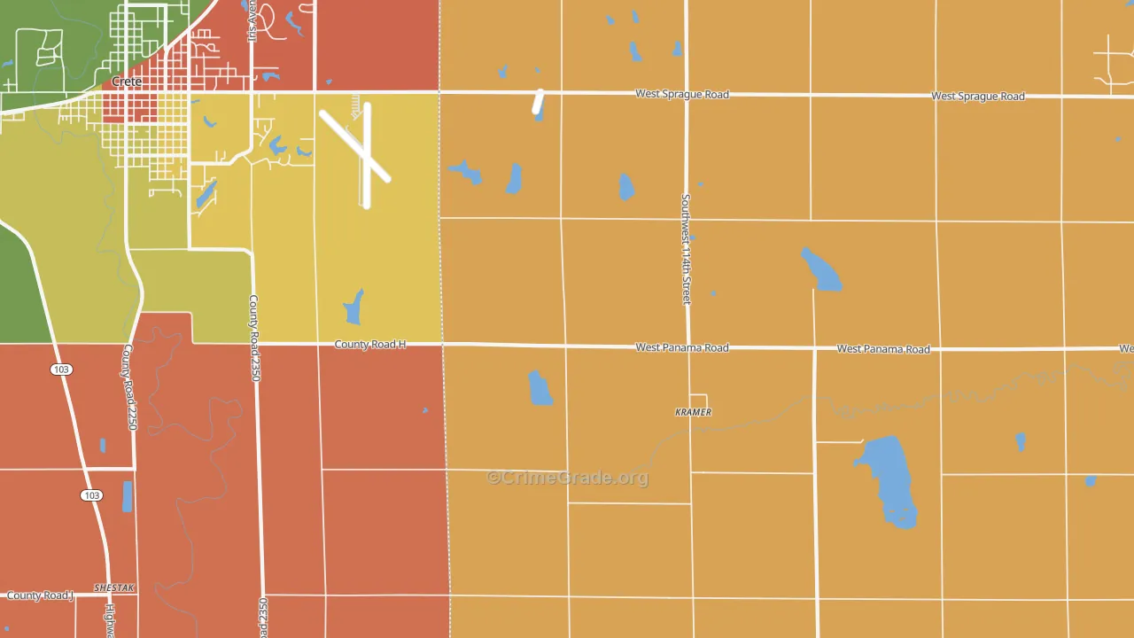 Kramer, NE Map of Robbery Rates