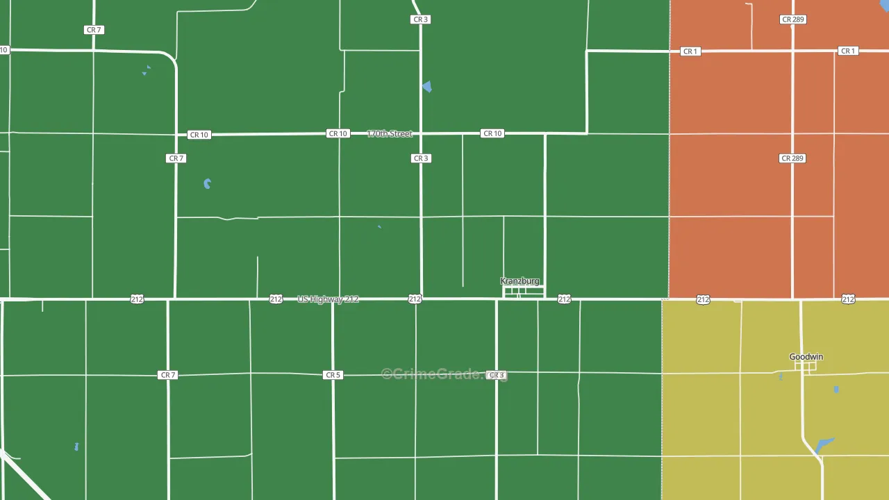 Kranzburg, SD Map of Robbery Rates