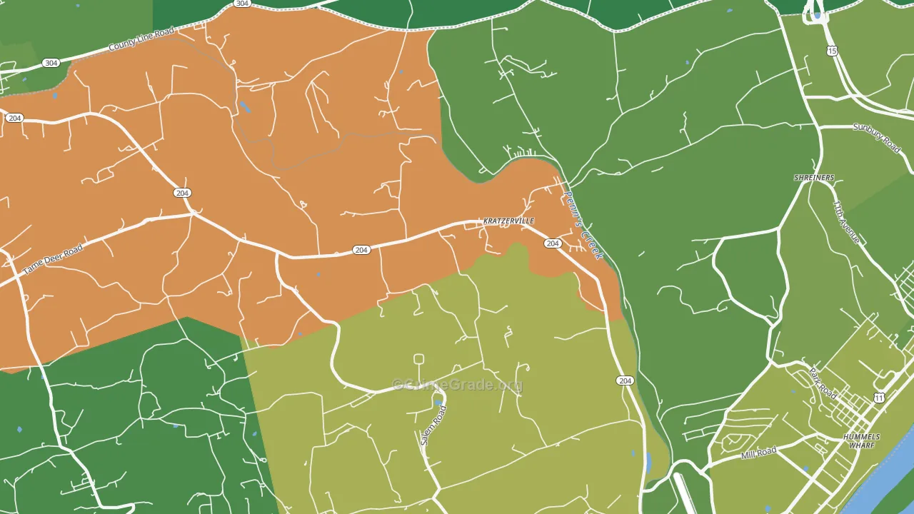 Kratzerville, PA Map of Robbery Rates