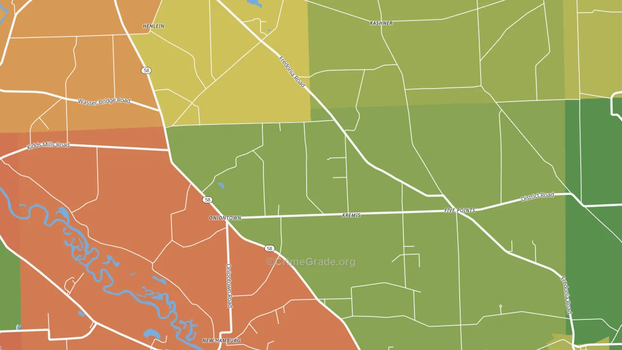 Kremis, PA Map of Robbery Rates