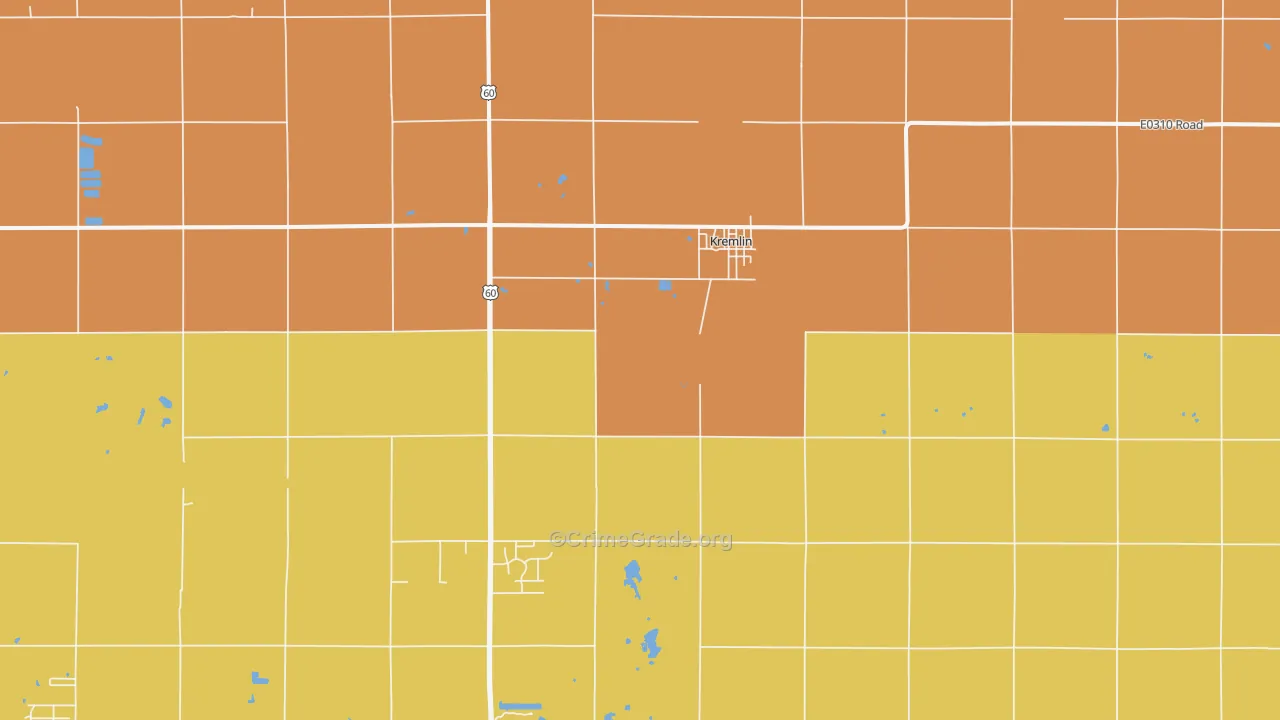 Kremlin, OK Map of Robbery Rates