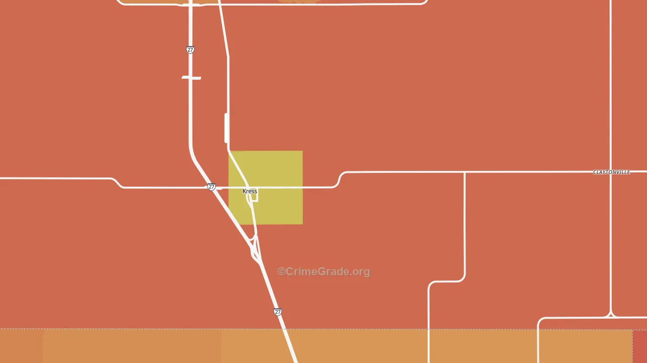 Kress, TX Map of Robbery Rates