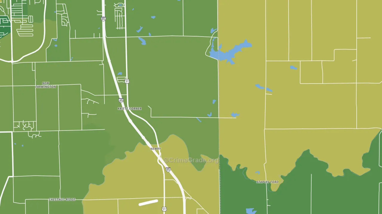 Kriete Corners, IN Map of Robbery Rates