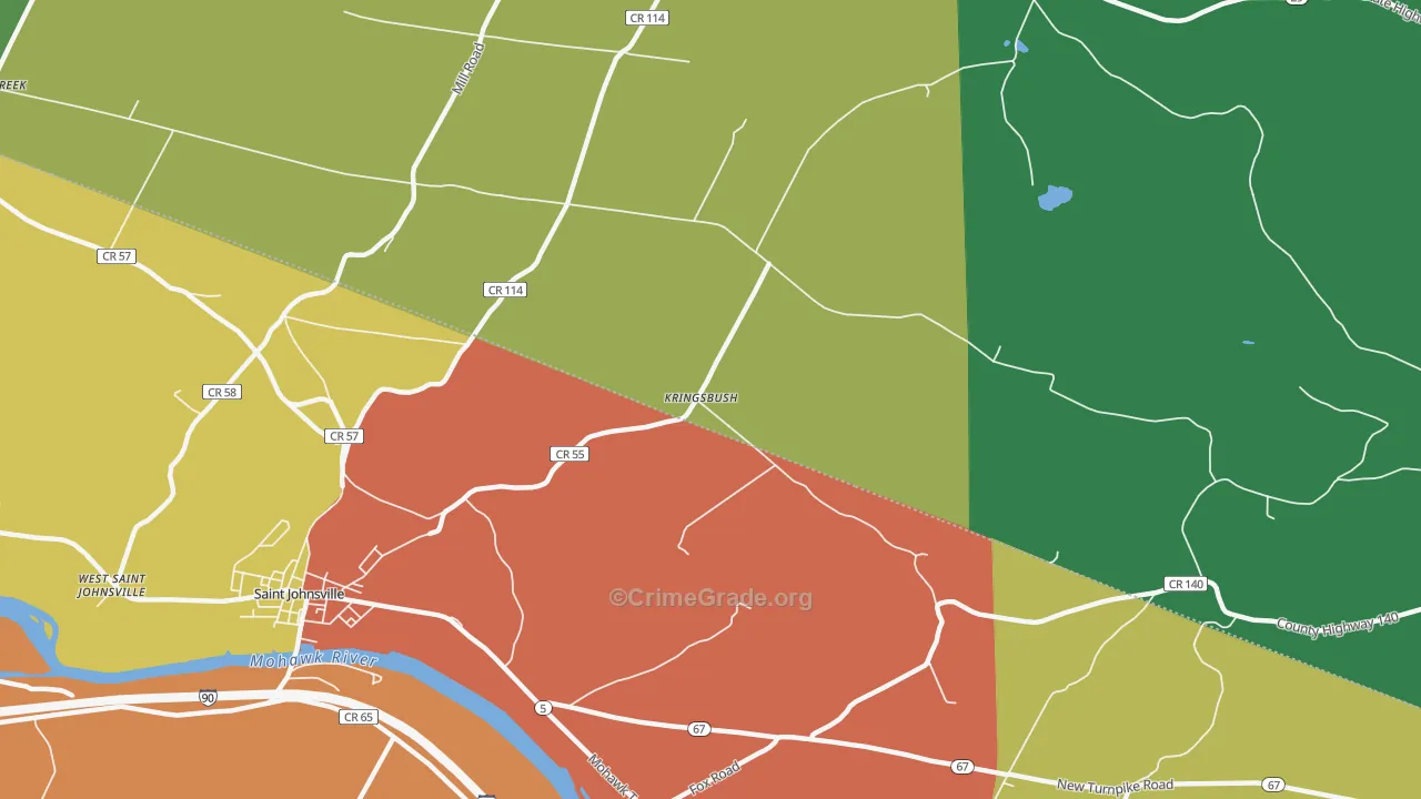 Kringsbush, NY Map of Robbery Rates
