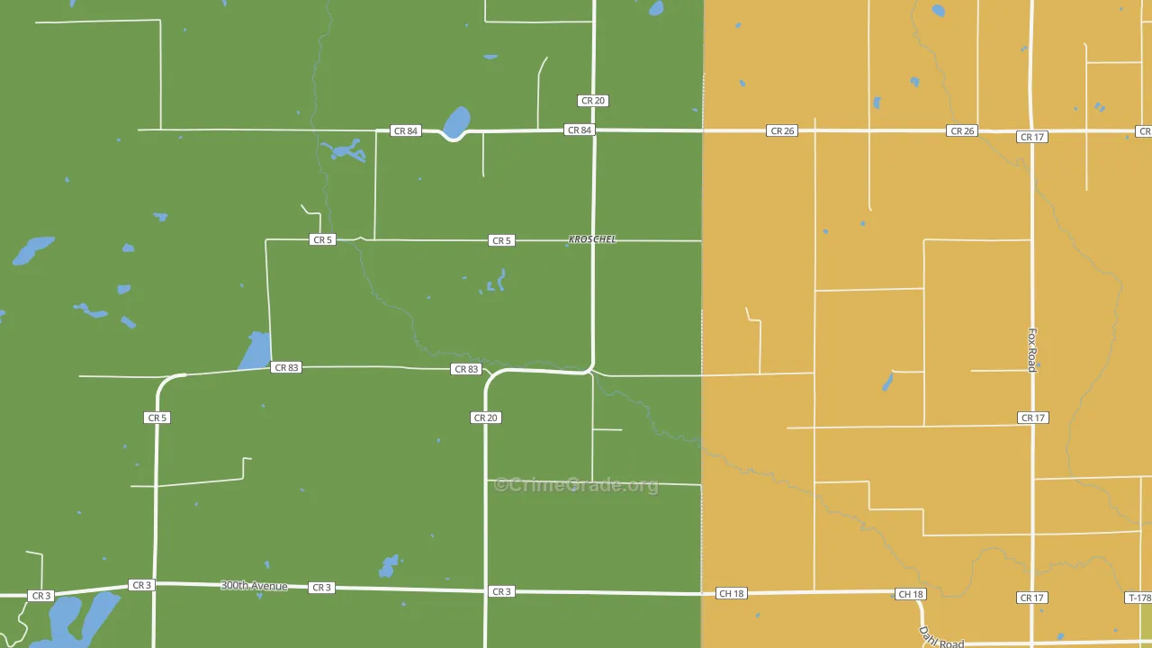 Kroschel, MN Map of Robbery Rates