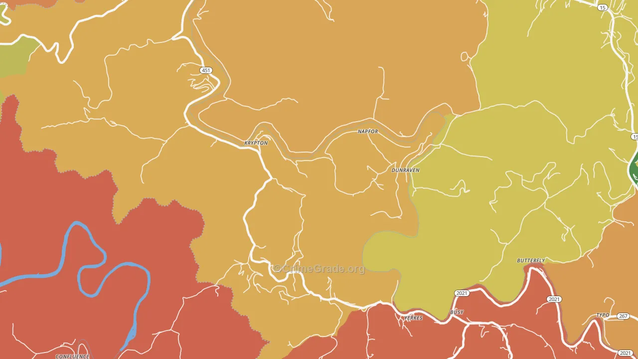Krypton, KY Map of Robbery Rates