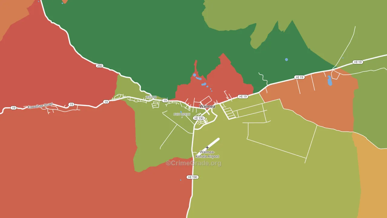 Kuhio Village, HI Map of Robbery Rates