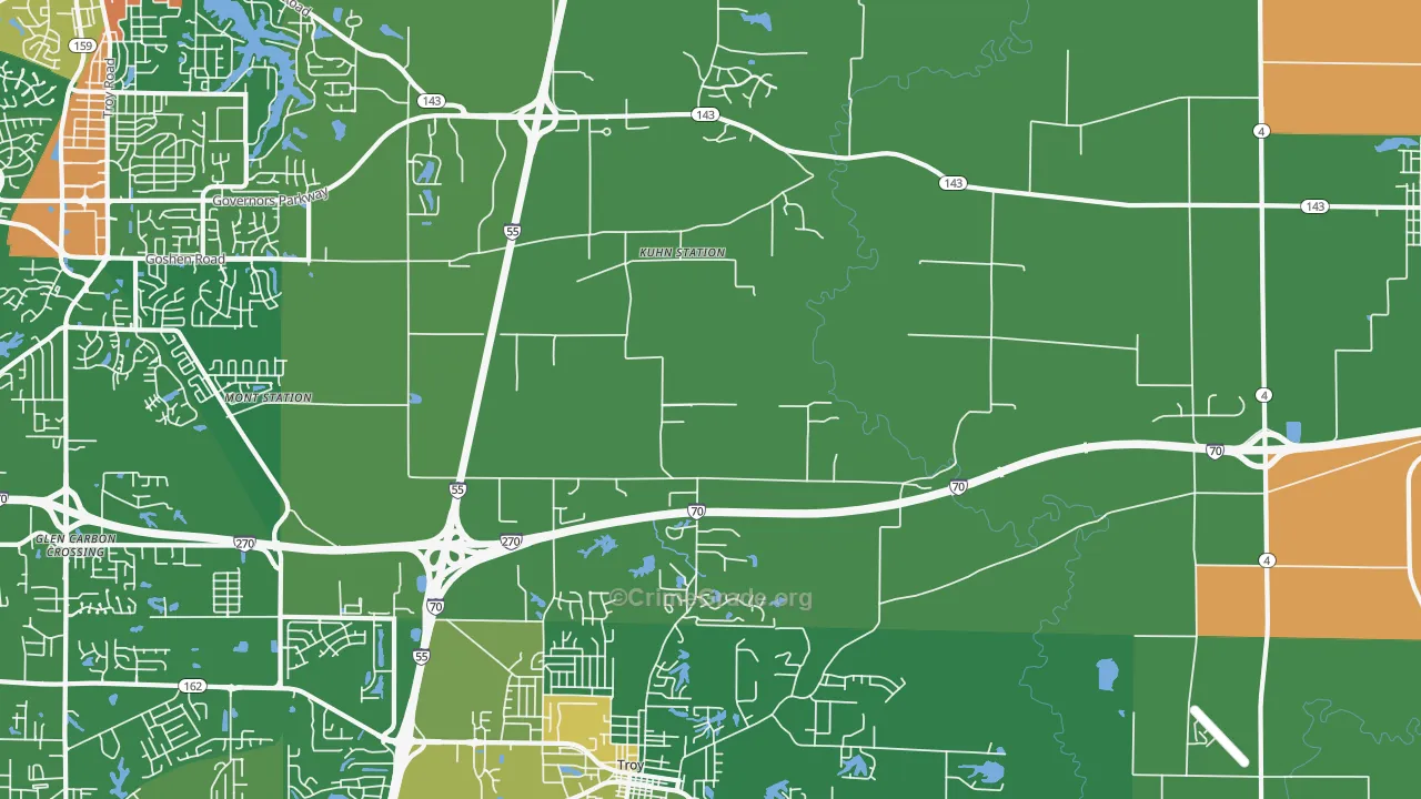 Kuhn Station, IL Map of Robbery Rates