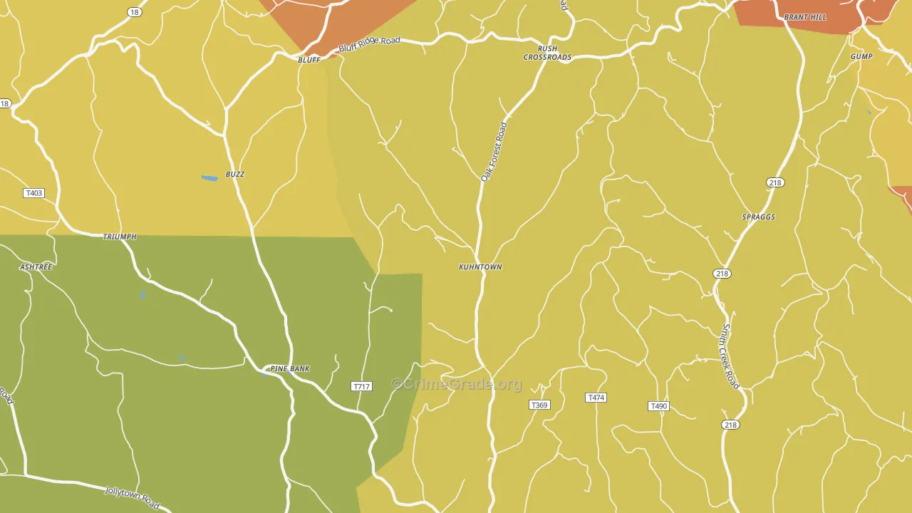 Kuhntown, PA Map of Robbery Rates