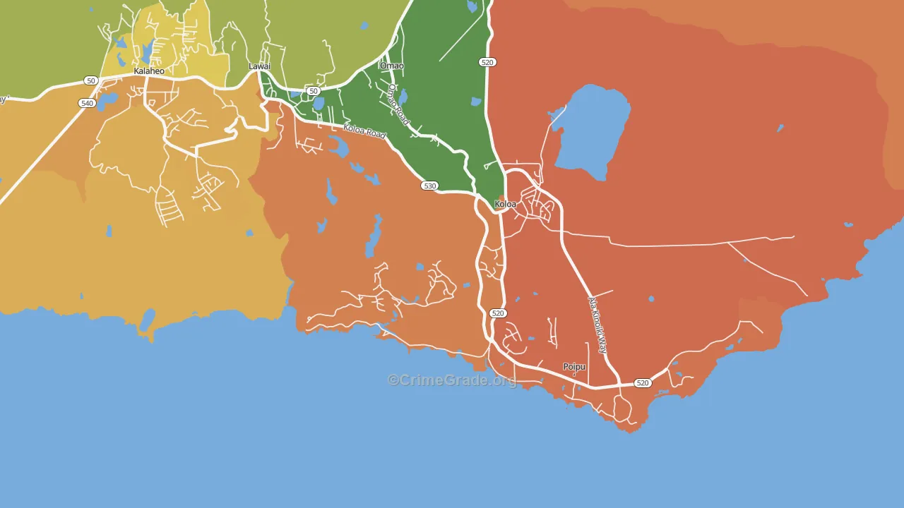 Kukuiula, HI Map of Robbery Rates