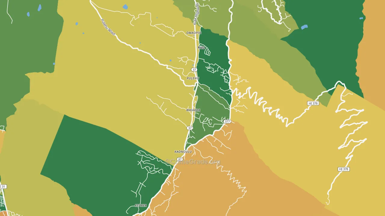 Kula, HI Map of Robbery Rates