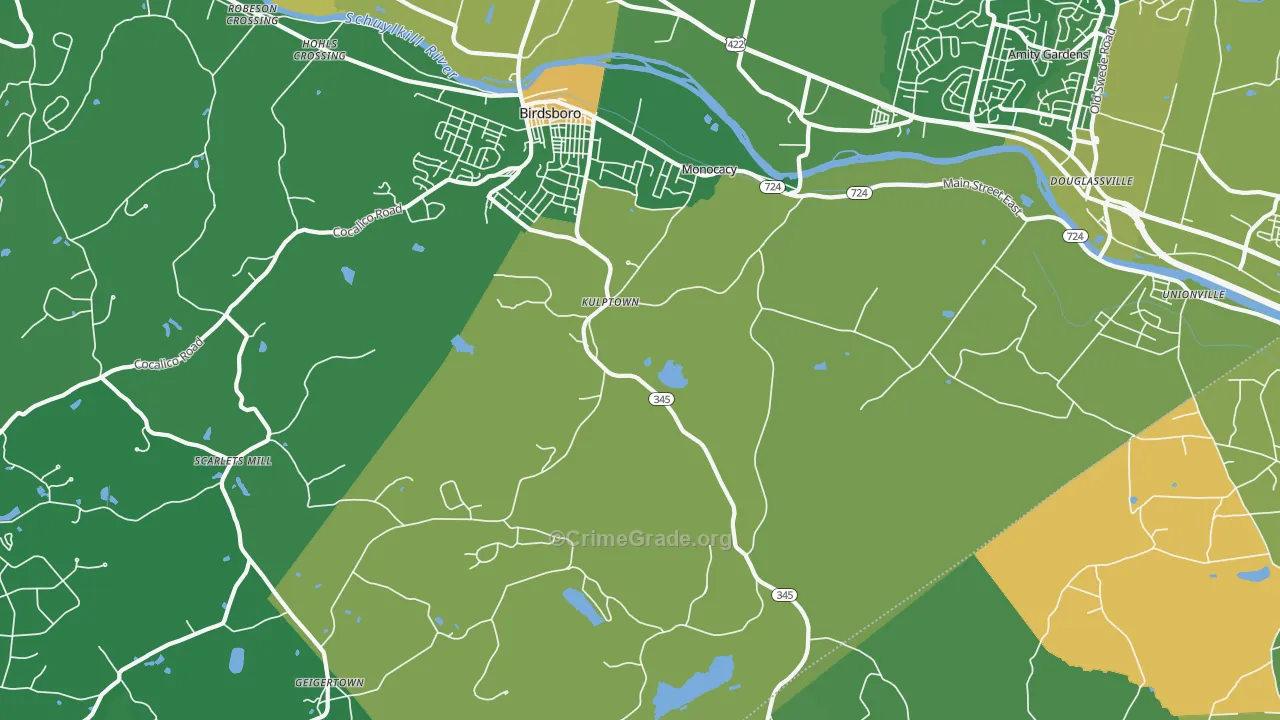 Kulptown, PA Map of Robbery Rates