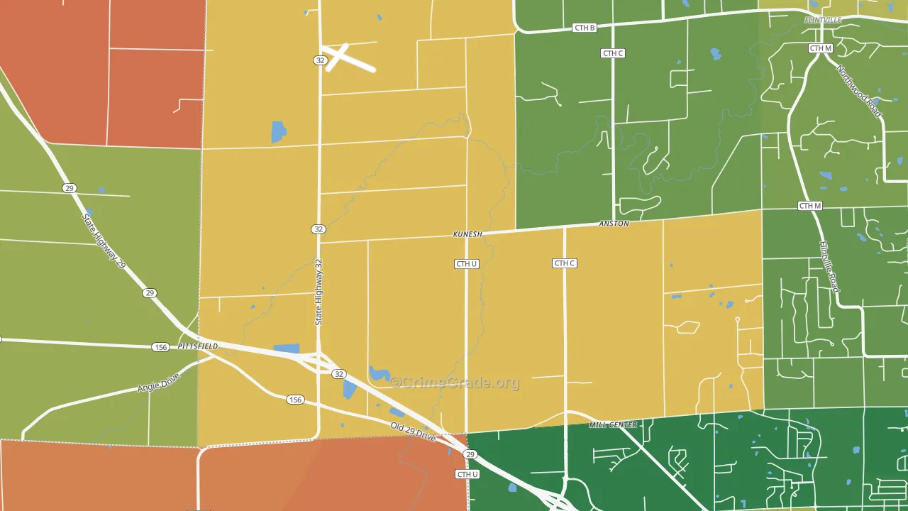 Kunesh, WI Map of Robbery Rates