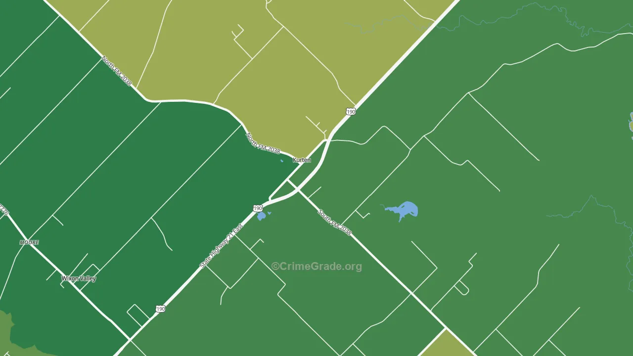 Kurten, TX Map of Robbery Rates