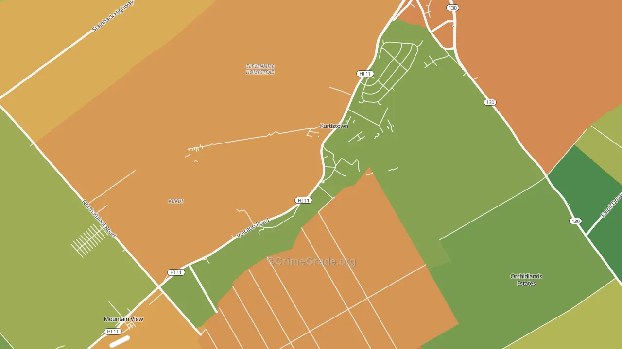 Kurtistown, HI Map of Robbery Rates
