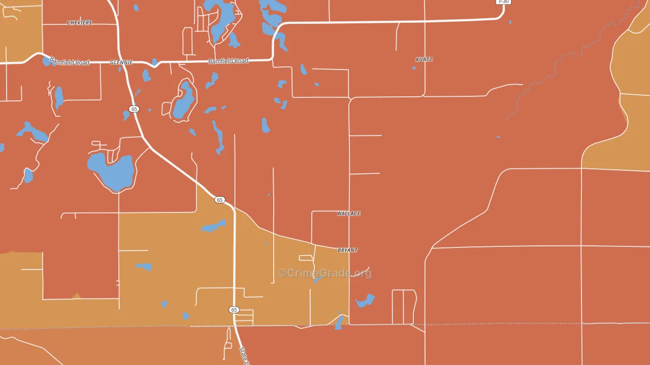 Kurtz, MI Map of Robbery Rates