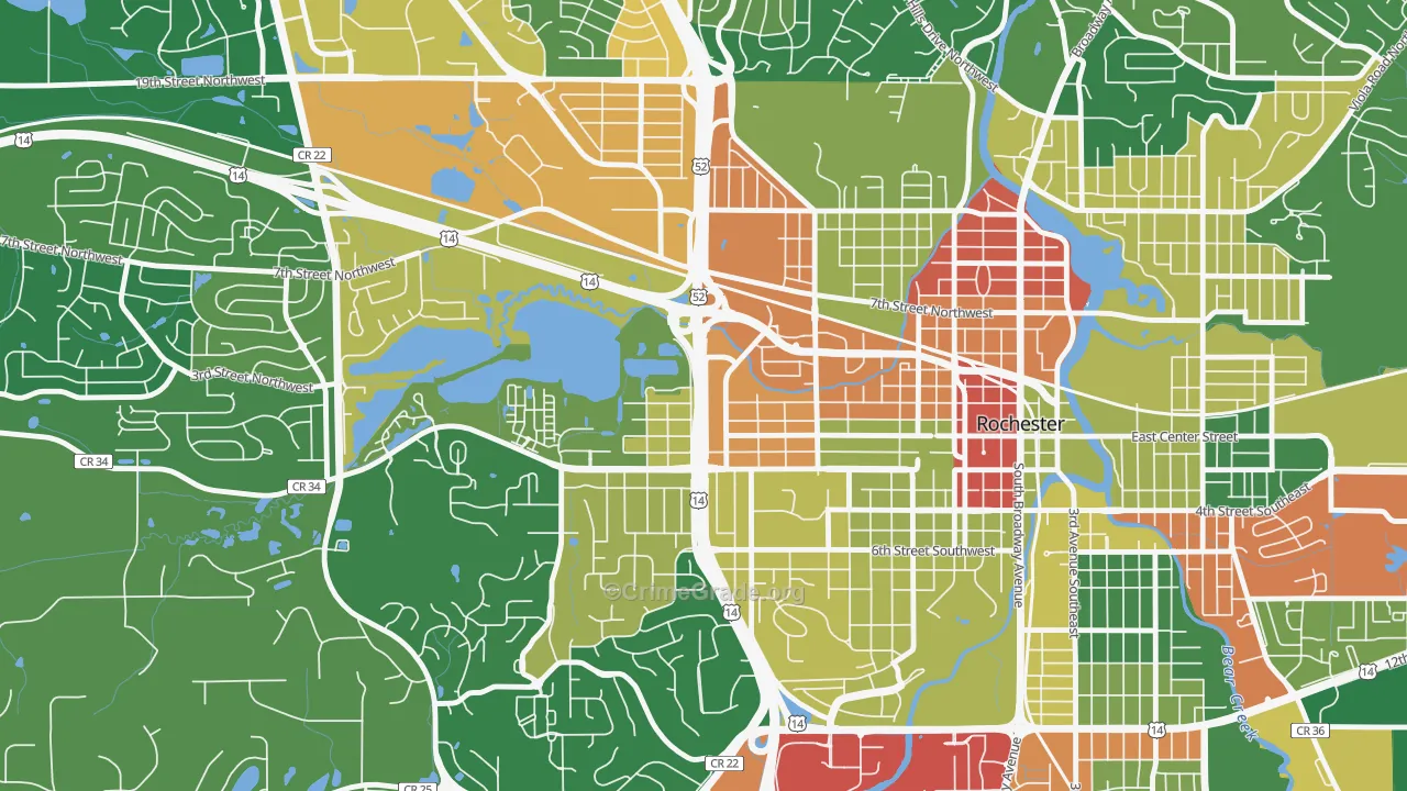 Kutzky Park, Rochester, MN Map of Robbery Rates