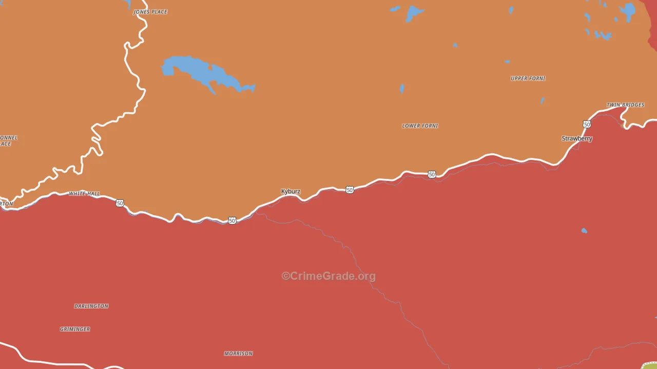 Kyburz, CA Map of Robbery Rates