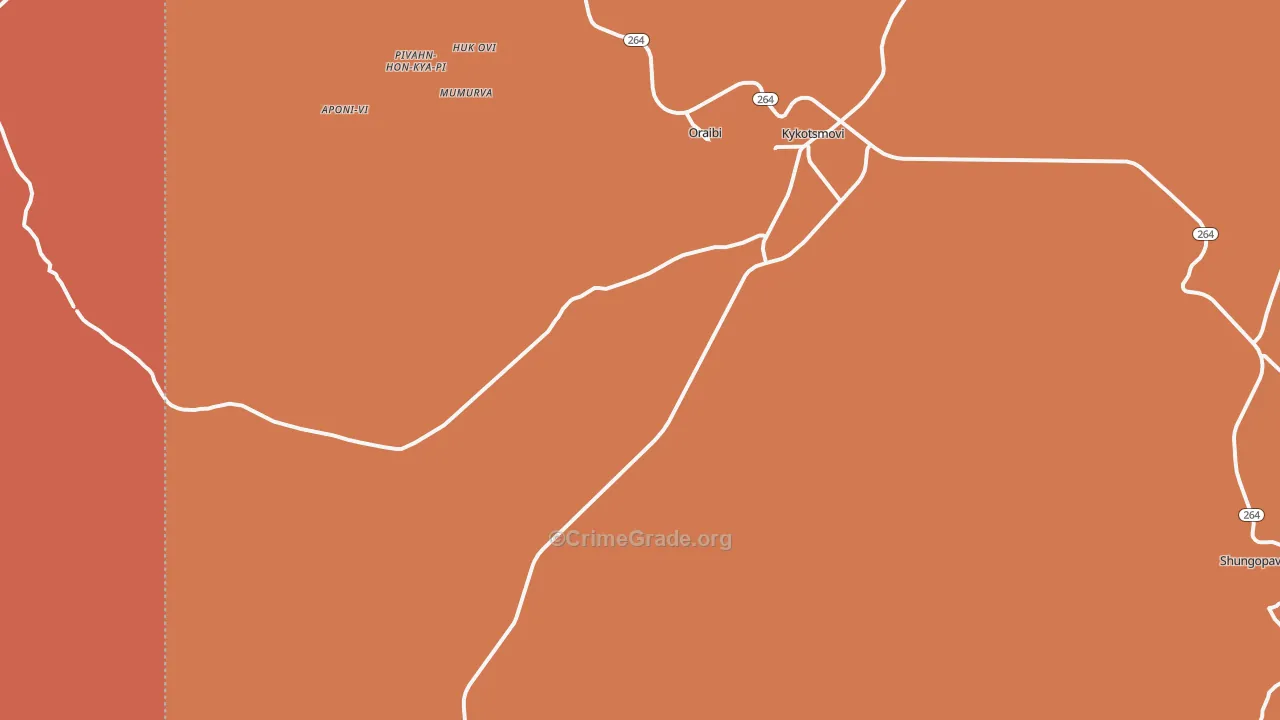 Kykotsmovi Village, AZ Map of Robbery Rates