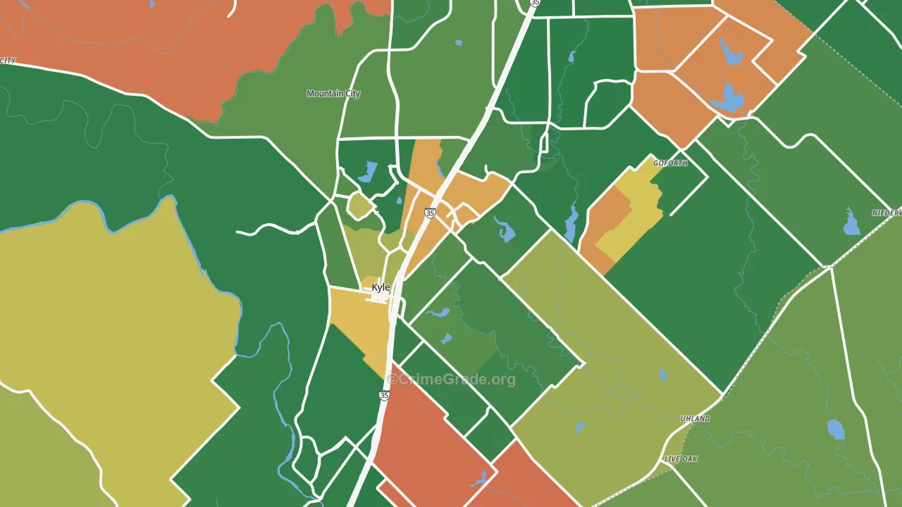 Kyle, TX Map of Robbery Rates