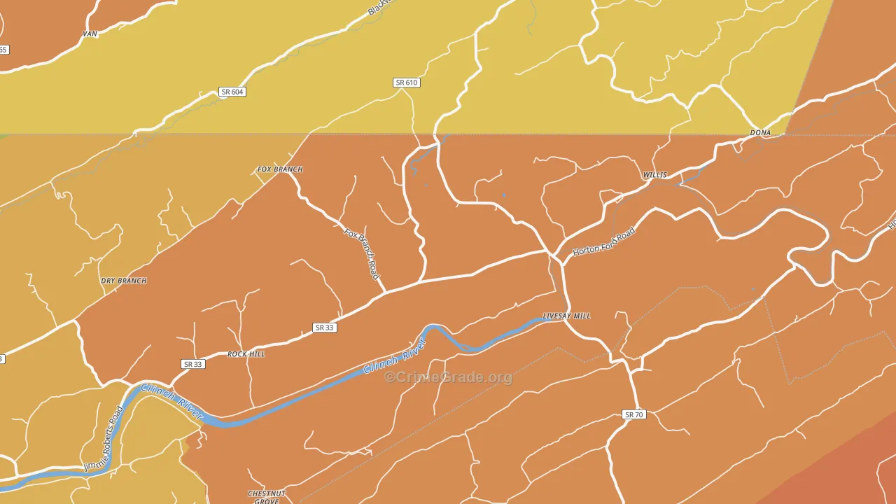 Kyles Ford, TN Map of Robbery Rates