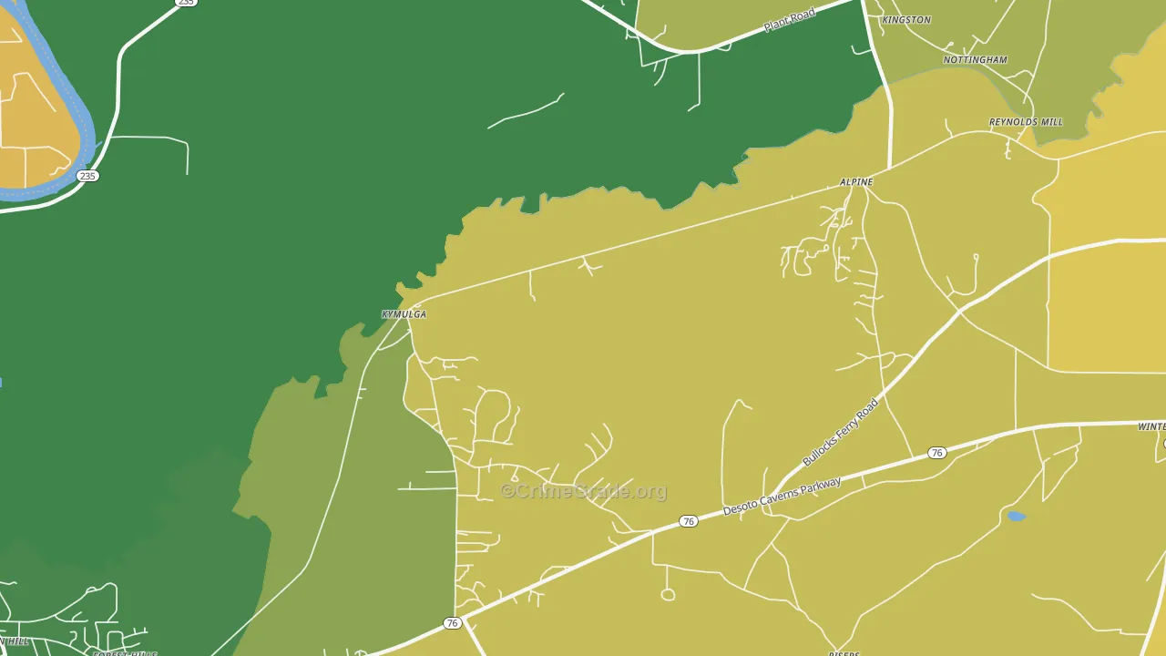 Kymulga, AL Map of Robbery Rates