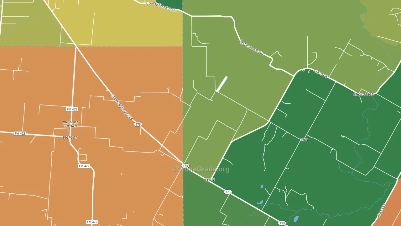 Kyote, TX Map of Robbery Rates