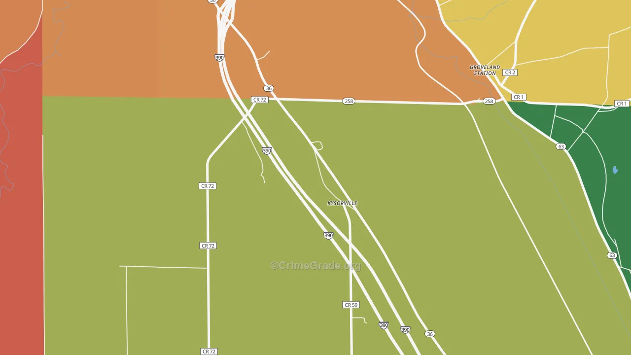 Kysorville, NY Map of Robbery Rates