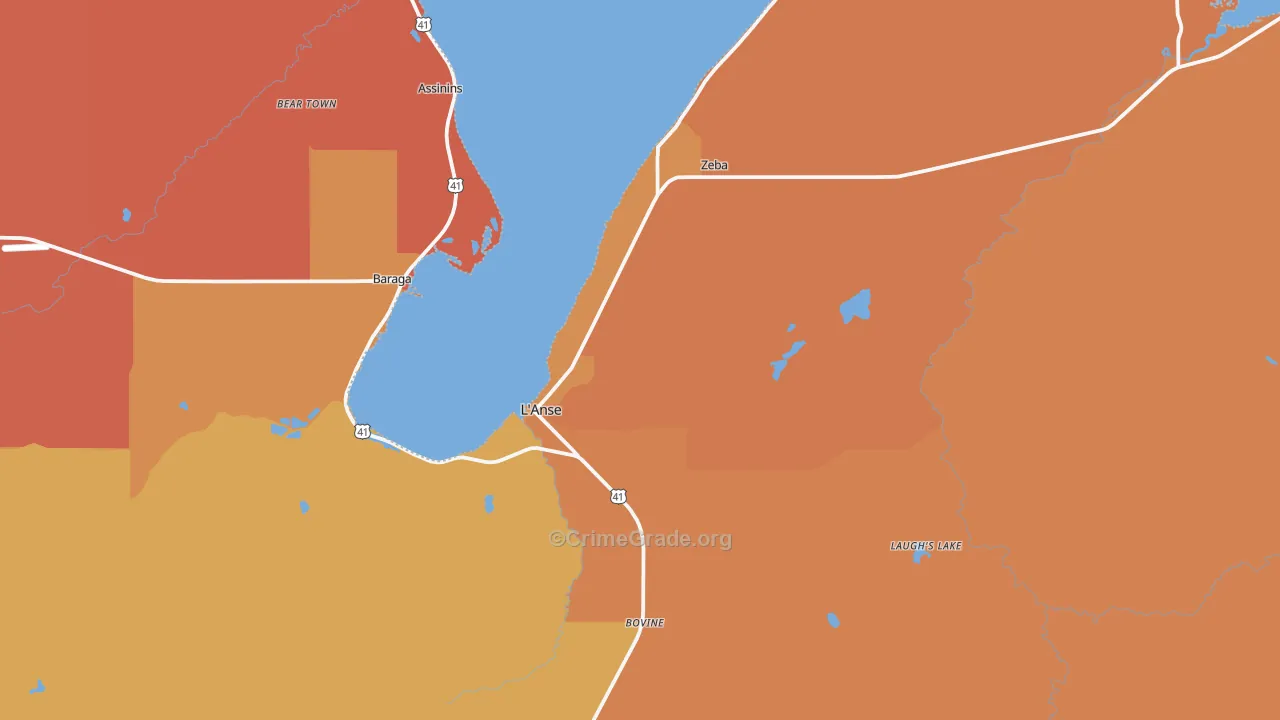 L'Anse, MI Map of Robbery Rates