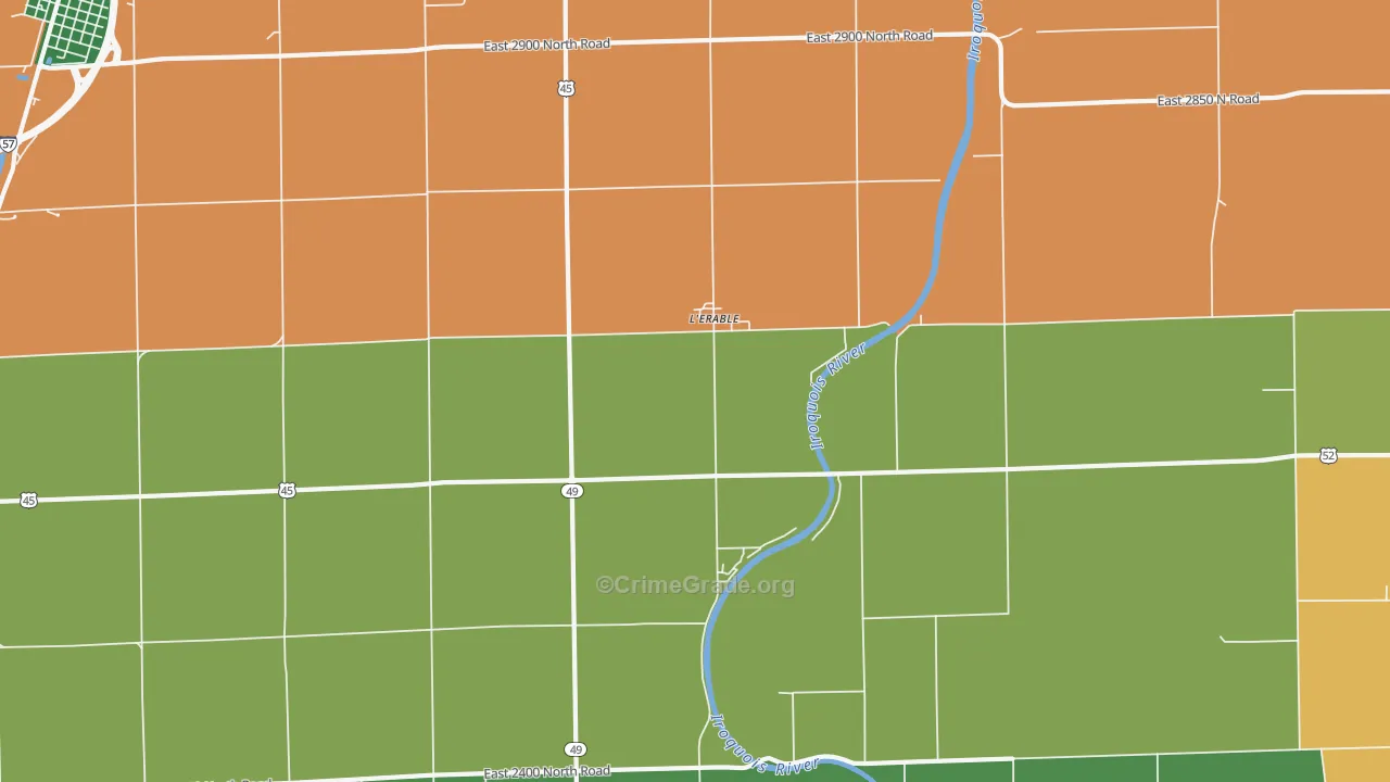L'Erable, IL Map of Robbery Rates