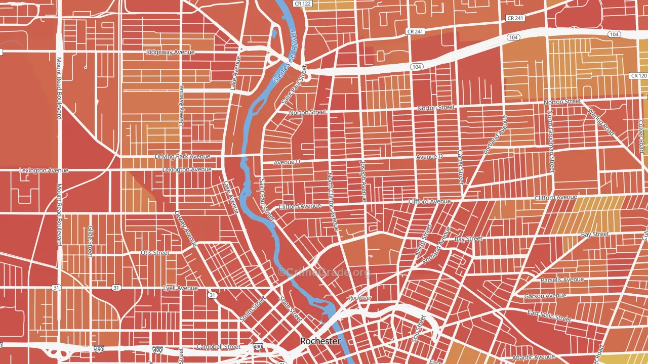 La Avenida, Rochester, NY Map of Robbery Rates