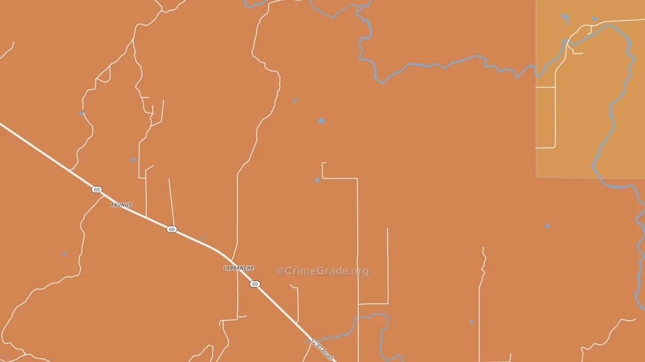 La Branch, MI Map of Robbery Rates