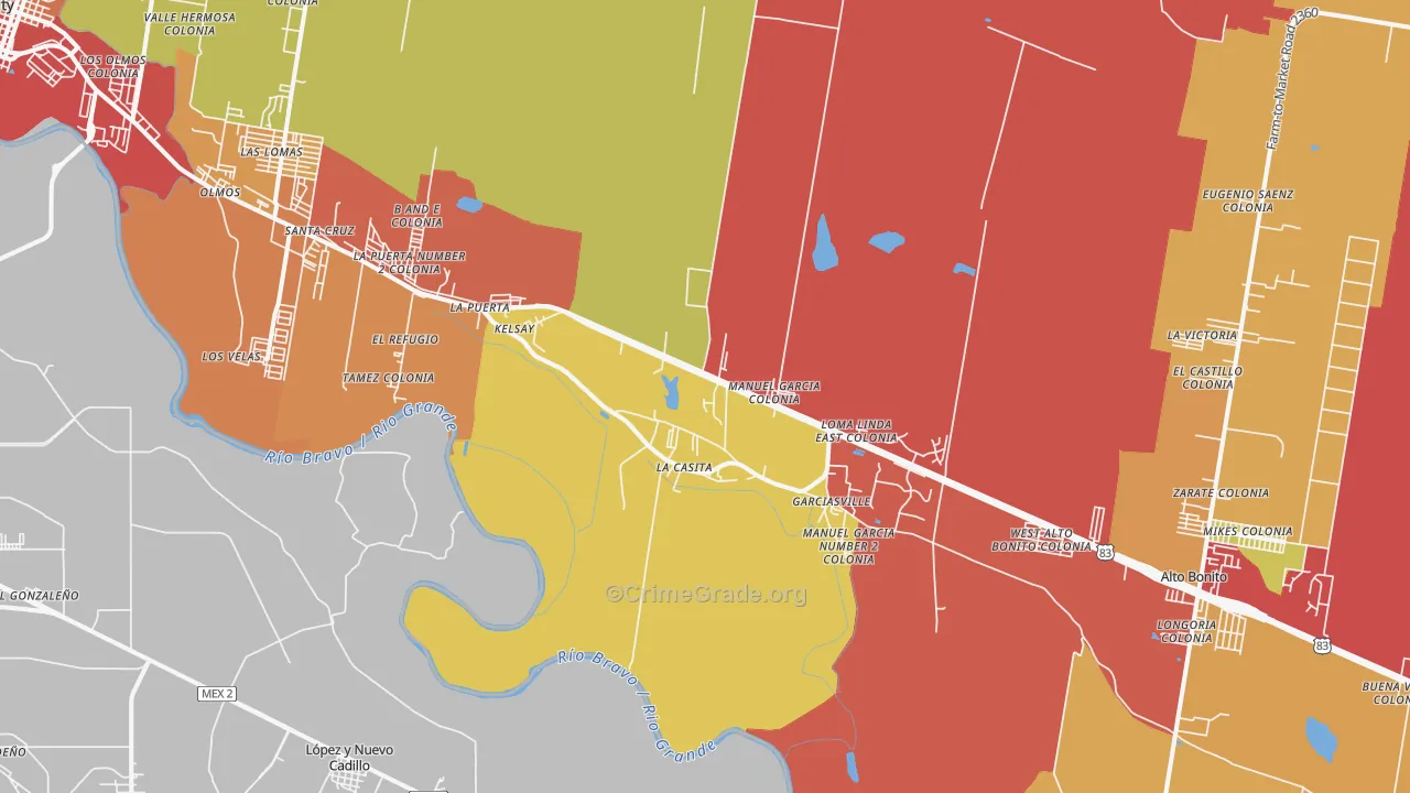 La Casita, TX Map of Robbery Rates
