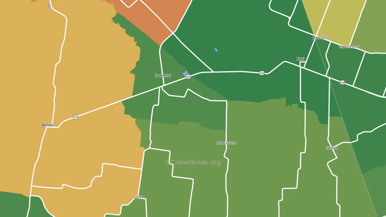 La Center, KY Map of Robbery Rates