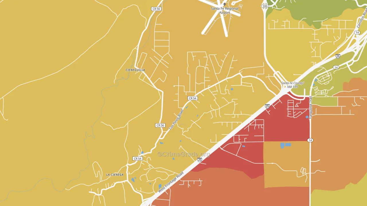 La Cienega, NM Map of Robbery Rates