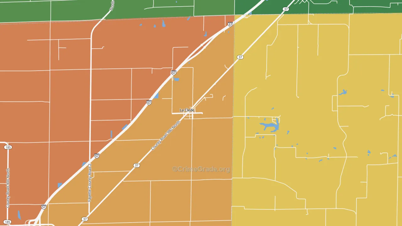 La Clede, IL Map of Robbery Rates