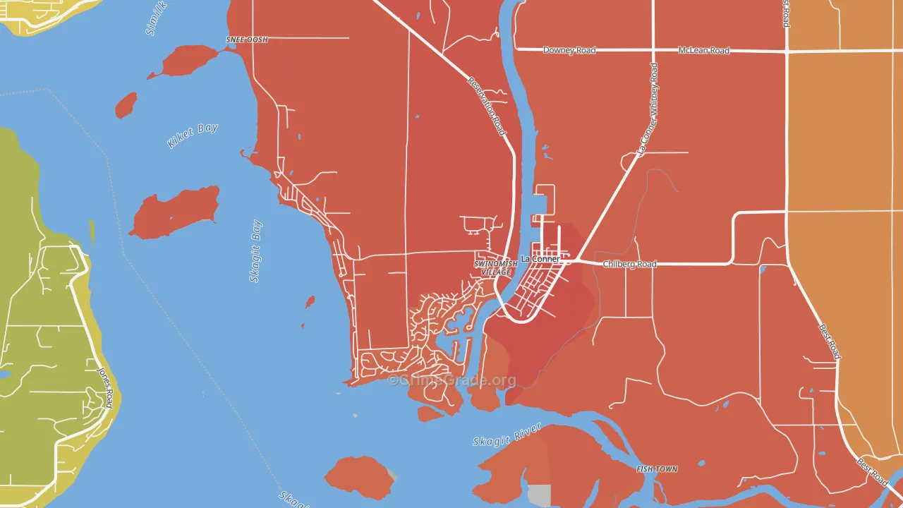 La Conner, WA Map of Robbery Rates